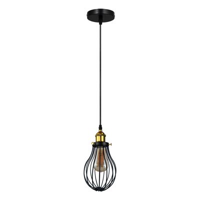 Industrial 3 heads Black hanging Pendant Accessories Ceiling Light Cover Decorative Cage light fixture~3427 - 1 Outlet Round Pendant - Yes