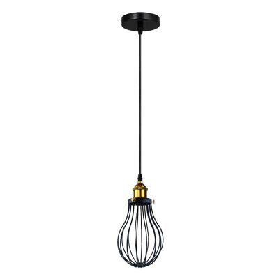 Industrial 3 heads Black hanging Pendant Accessories Ceiling Light Cover Decorative Cage light fixture~3427 - 1 Outlet Round Pendant - No
