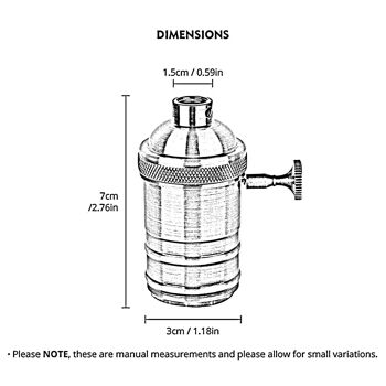 E27 Vis Vintage Interrupteur Porte-Ampoule Industrielle Antique Rétro Edison Lampe Lumière ~ 3415 - Laiton Jaune 5