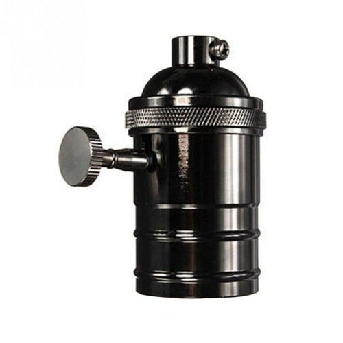 E27 Screw Vintage Switch Bulb Holder Industrial Antique Retro Edison Lamp Light~3415 - Shiny Black