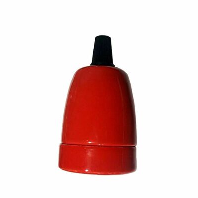 Vintage E27 Portalampada Lampada Industriale in Ceramica Illuminazione Antico Retro Edison~3413 - Rosso