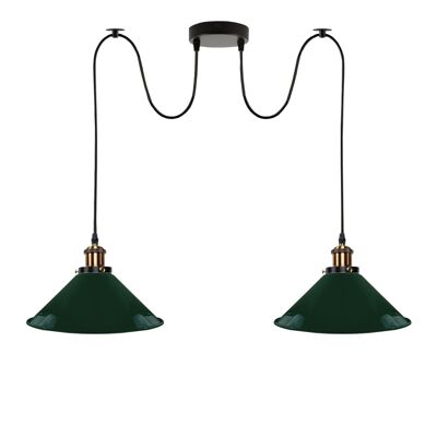 2-way Retro Industrial ceiling cable E27 Hanging lamp pendant light~3403 - Green - No