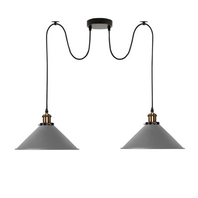 2-way Retro Industrial ceiling cable E27 Hanging lamp pendant light~3403 - Grey - No