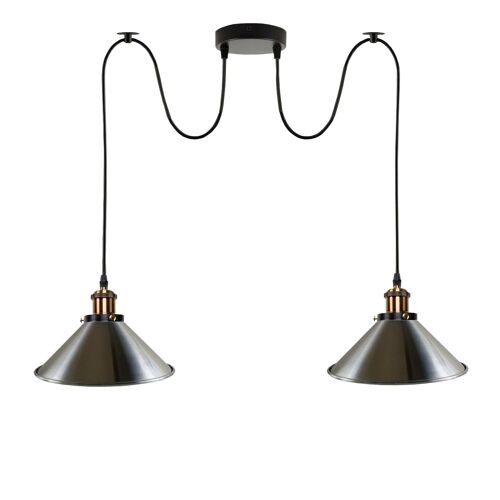 2-way Retro Industrial ceiling cable E27 Hanging lamp pendant light~3403 - Stain Nickel - yes