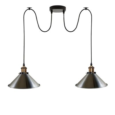 2-way Retro Industrial ceiling cable E27 Hanging lamp pendant light~3403 - Stain Nickel - No