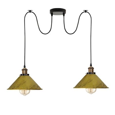 2-way Retro Industrial ceiling cable E27 Hanging lamp pendant light~3403 - Brushed Brass - yes