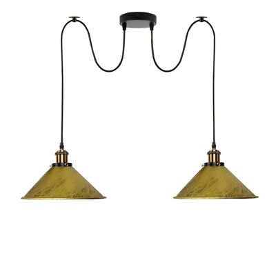 2-way Retro Industrial ceiling cable E27 Hanging lamp pendant light~3403 - Brushed Brass - No