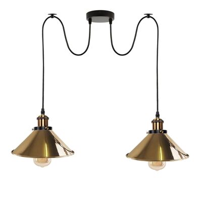 2-way Retro Industrial ceiling cable E27 Hanging lamp pendant light~3403 - French Gold - yes