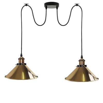 2-way Retro Industrial ceiling cable E27 Hanging lamp pendant light~3403 - French Gold - No