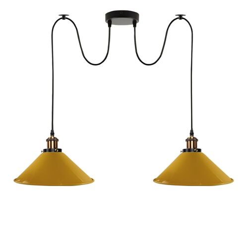 2-way Retro Industrial ceiling cable E27 Hanging lamp pendant light~3403 - Yellow - No