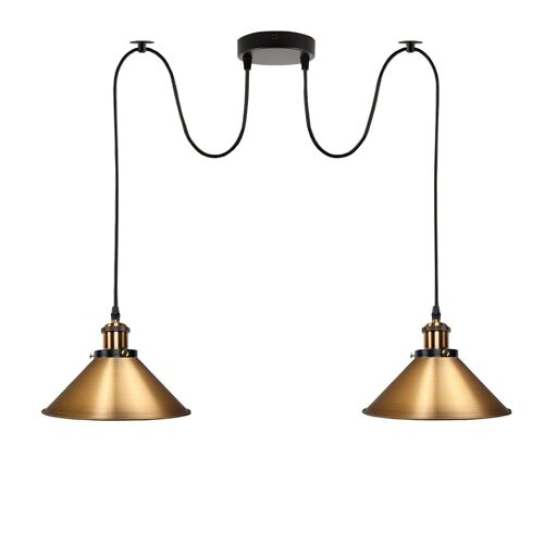 2-way Retro Industrial ceiling cable E27 Hanging lamp pendant light~3403 - Yellow Brass - No