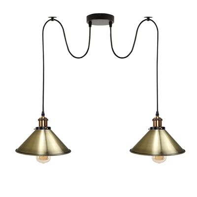 2-way Retro Industrial ceiling cable E27 Hanging lamp pendant light~3403 - Green Brass - yes