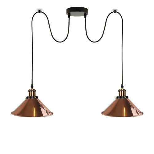 2-way Retro Industrial ceiling cable E27 Hanging lamp pendant light~3403 - Rose Gold - yes
