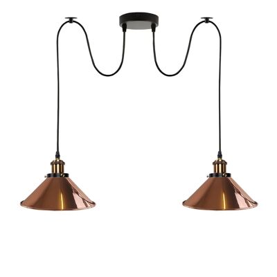 2-way Retro Industrial ceiling cable E27 Hanging lamp pendant light~3403 - Rose Gold - No