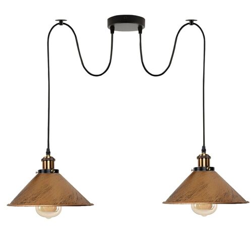 2-way Retro Industrial ceiling cable E27 Hanging lamp pendant light~3403 - Brushed copper - yes