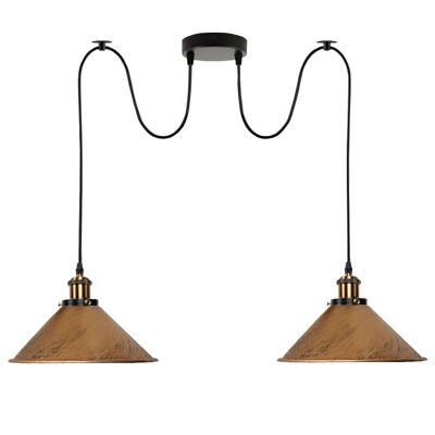 2-way Retro Industrial ceiling cable E27 Hanging lamp pendant light~3403 - Brushed copper - No