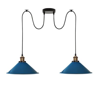 2-way Retro Industrial ceiling cable E27 Hanging lamp pendant light~3403 - Blue - No