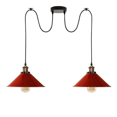 2-way Retro Industrial ceiling cable E27 Hanging lamp pendant light~3403 - Red - yes