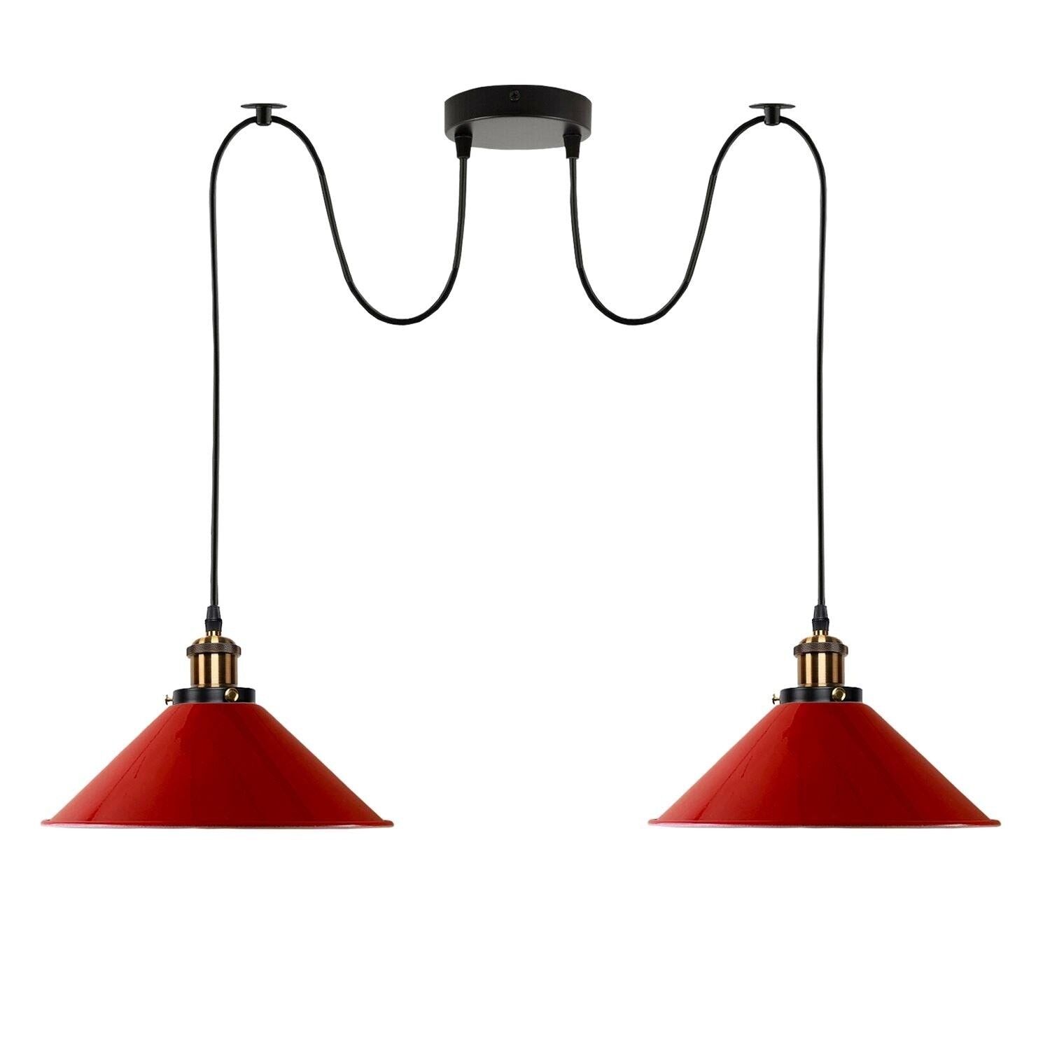 Ankorstore x LEDSONE - 2-way Retro Industrial ceiling cable E27 Hanging  lamp pendant light~3403 - Red - No