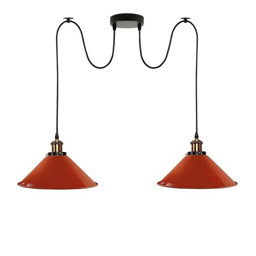 2-way Retro Industrial ceiling cable E27 Hanging lamp pendant light~3403 - Orange - No