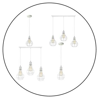 Modern Loft Vintage Industrial Retro Wire Cage Shade Suspension ~ 3401 - Vase - Suspension à 3 têtes - oui 2