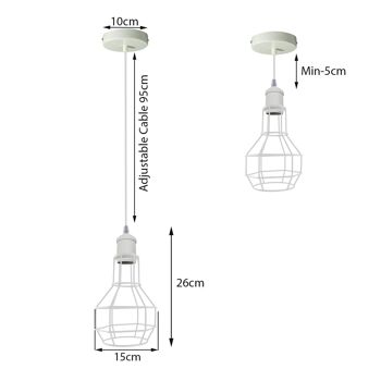 Modern Loft Vintage Industrial Retro Wire Cage Shade Suspension ~ 3401 - Vase - Suspension à 3 têtes - oui 6