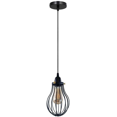 Retro Industrial Black Indoor Hanging Adjustable Pendant Light Big Vase Cage Ceiling Chandelier~3398 - Single Pendant - Yes