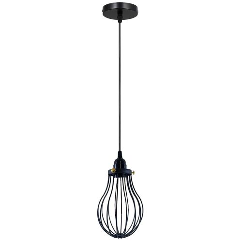 Retro Industrial Black Indoor Hanging Adjustable Pendant Light Big Vase Cage Ceiling Chandelier~3398 - Single Pendant - No