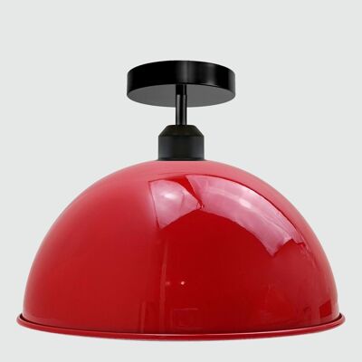 Plafonnier Dome Shade de style rétro industriel ~ 3394 - Rouge - Non