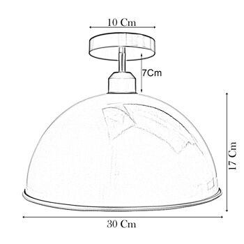 Plafonnier Dome Shade de style rétro industriel ~ 3394 - Jaune - Non 10