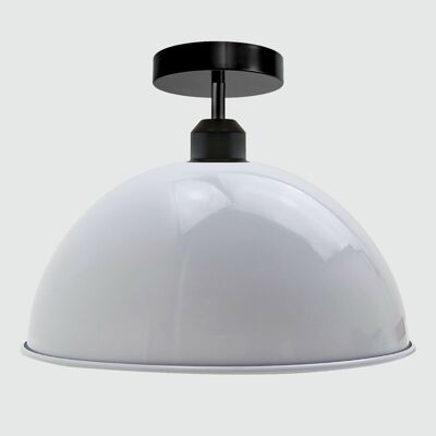 Plafonnier Dome Shade de style rétro industriel ~ 3394 - Blanc - Non