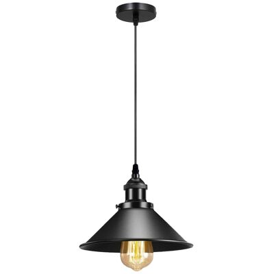 Lámpara colgante de pantalla de cono de metal negro colgante ajustable de techo vintage ~ 3393 - Colgante individual - Sí