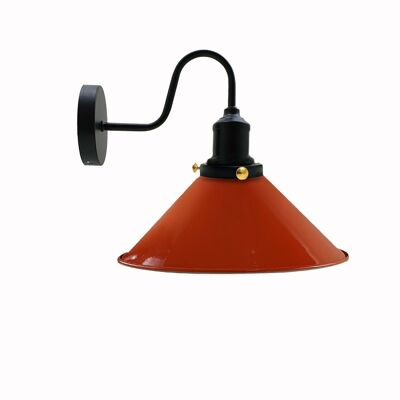 Vintage Industrial Swan Neck Wall Light Indoor Sconce Metal Cone Shape Shade~3391 - Orange - No