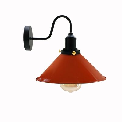 Lámpara de pared de cuello de cisne industrial vintage Aplique de interior Forma de cono de metal Pantalla ~ 3391 - Naranja - Sí