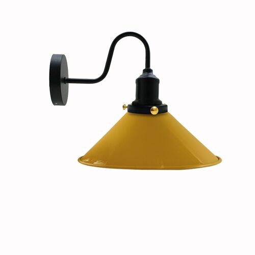 Vintage Industrial Swan Neck Wall Light Indoor Sconce Metal Cone Shape Shade~3391 - Yellow - No
