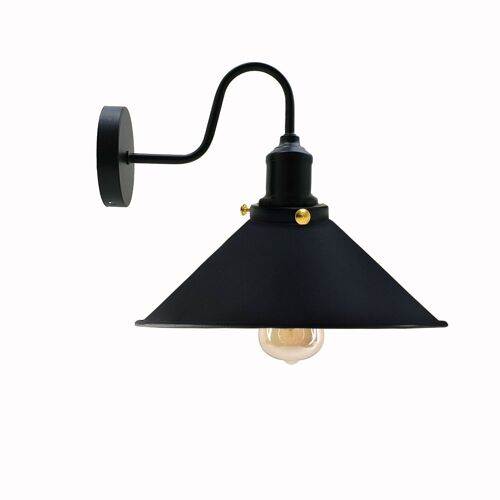 Vintage Industrial Swan Neck Wall Light Indoor Sconce Metal Cone Shape Shade~3391 - Black - Yes