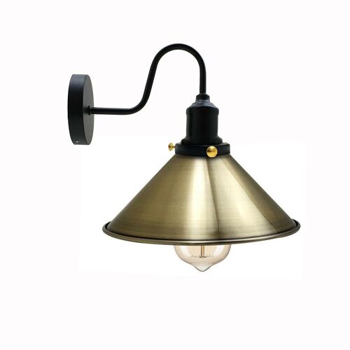 Vintage Industrial Metal Cone Shade Lighting Indoor Wall Sconce Light Fittings~3389 - Green Brass - Yes