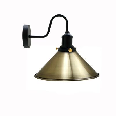 Vintage Industrial Metal Cone Shade Lighting Indoor Wall Sconce Light Fittings~3389 - Green Brass - No