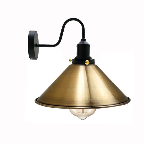 Vintage Industrial Metal Cone Shade Lighting Indoor Wall Sconce Light Fittings~3389 - Yellow Brass - Yes