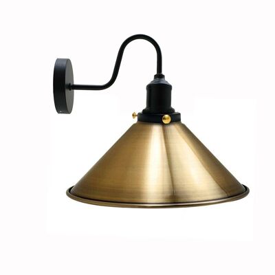 Vintage Industrial Metal Cone Shade Lighting Indoor Wall Sconce Light Fittings~3389 - Yellow Brass - No