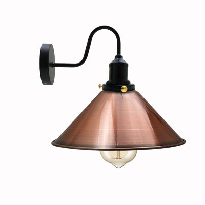 Vintage Industrial Metal Cone Shade Lighting Interior Wall Sconce Accesorios de iluminación ~ 3389 - Cobre - Sí