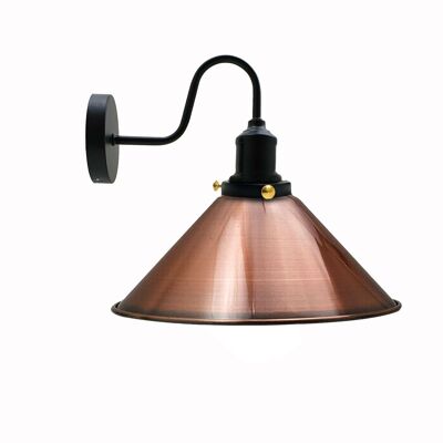 Lampade da parete per interni con paralume a cono in metallo industriale vintage ~ 3389 - Rame - No
