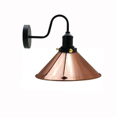 Lampade da parete per interni con paralume a cono in metallo industriale vintage ~ 3389 - Oro rosa - No
