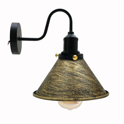 Industrial Metal Wall Light Fitting Vintage Cone shape Wall Sconce~3388 - Brushed Brass - Yes