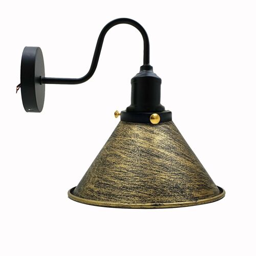 Industrial Metal Wall Light Fitting Vintage Cone shape Wall Sconce~3388 - Brushed Brass - No