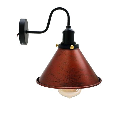 Industrial Metal Wall Light Fitting Vintage Cone shape Wall Sconce~3388 - Rustic red - Yes