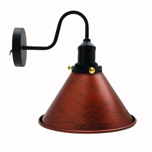 Industrial Metal Wall Light Fitting Vintage Cone shape Wall Sconce~3388 - Rustic red - No