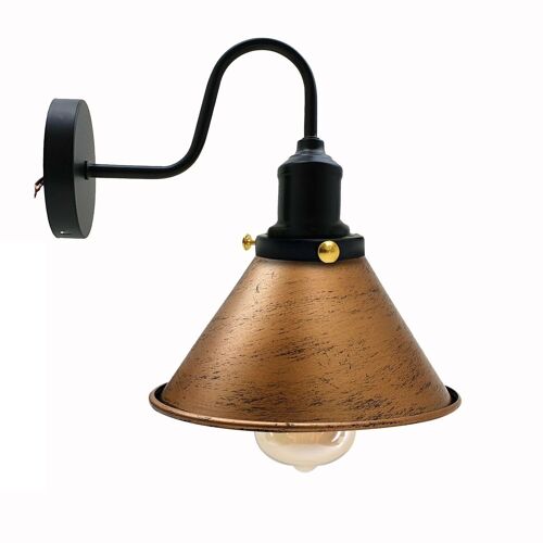 Industrial Metal Wall Light Fitting Vintage Cone shape Wall Sconce~3388 - Brushed Copper - Yes