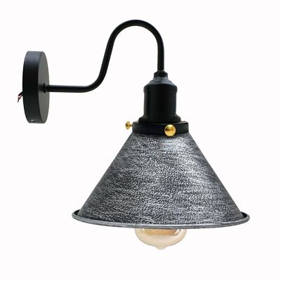 Industrial Metal Wall Light Fitting Vintage Cone shape Wall Sconce~3388 - Brushed Silver - Yes