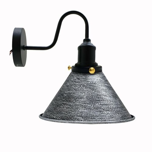 Industrial Metal Wall Light Fitting Vintage Cone shape Wall Sconce~3388 - Brushed Silver - No